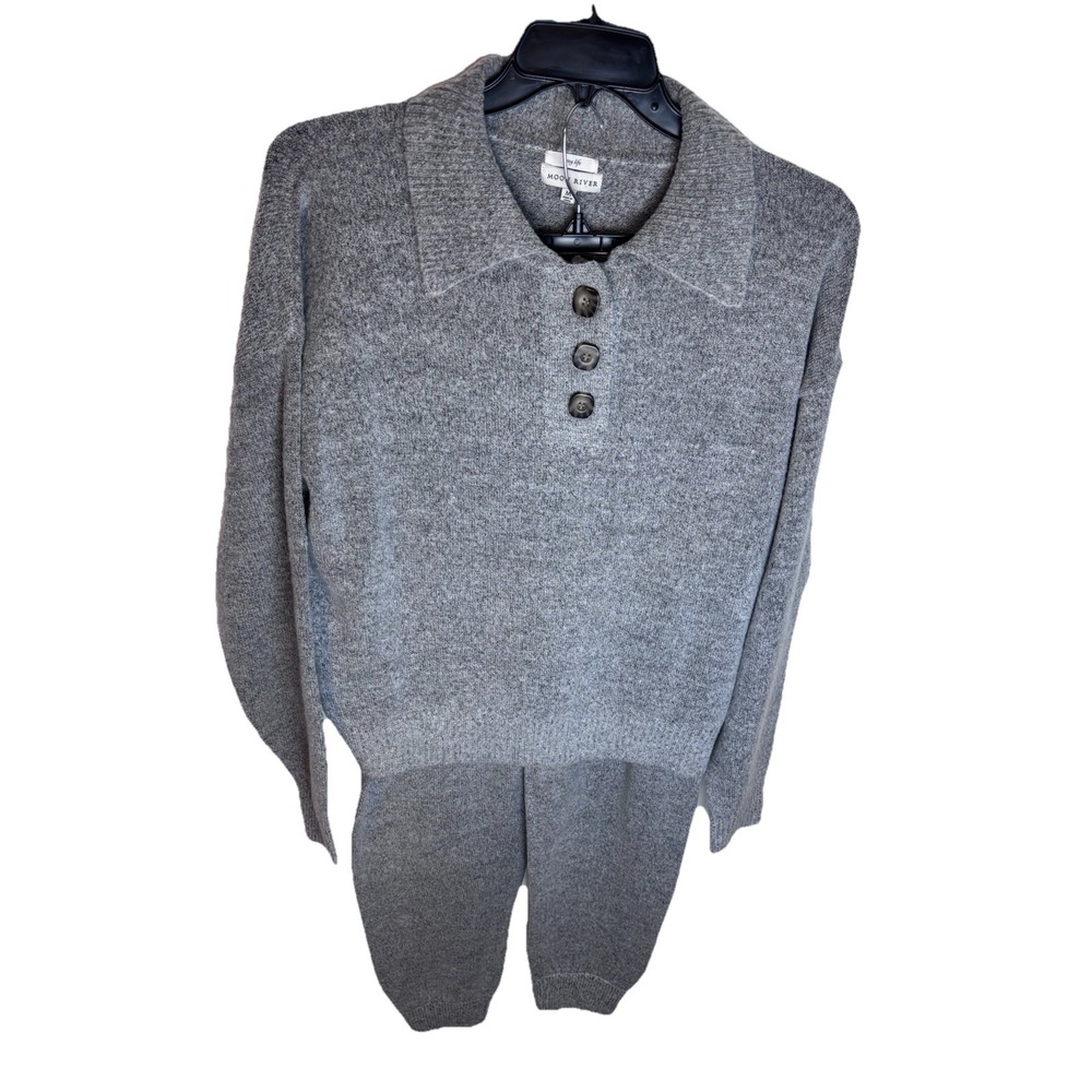 Moon River Cozy Life Cardigan And Drawstring Fiber Knit Joggers Medium